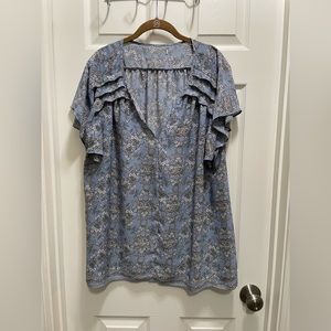 Blue floral blouse